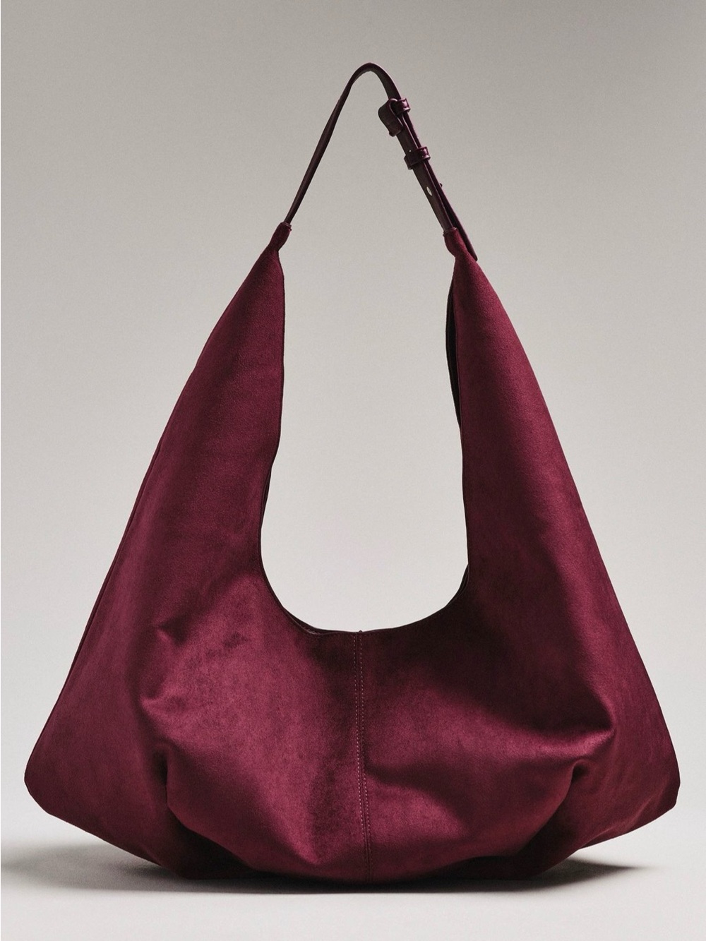 Anthropologie Large Faux Suede Slouchy Tote in Wine NWT